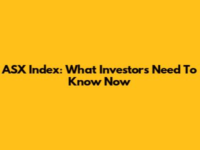 ASX Index: What Investors Need To Know Now