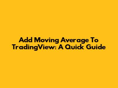 Add Moving Average To TradingView: A Quick Guide