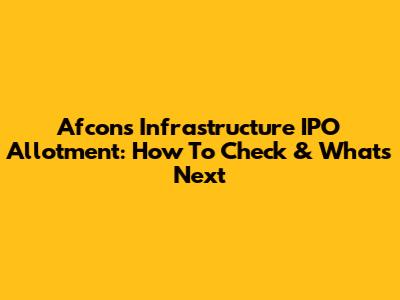 Afcons Infrastructure IPO Allotment: How To Check & What's Next
