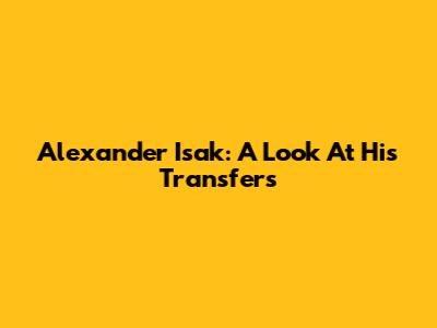 Alexander Isak: A Look At His Transfers