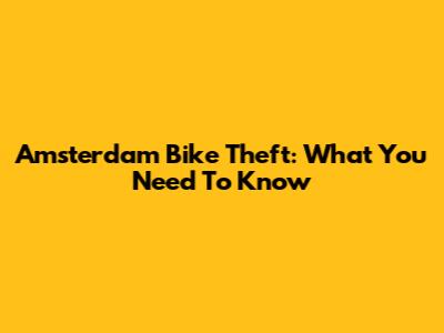 Amsterdam Bike Theft: What You Need To Know