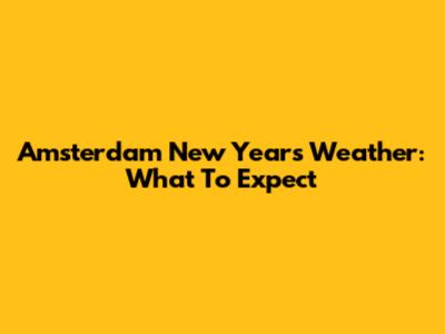 Amsterdam New Year's Weather: What To Expect