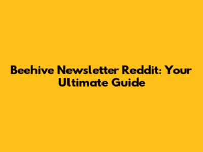 Beehive Newsletter Reddit: Your Ultimate Guide