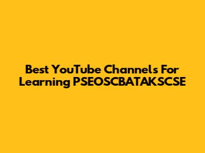 Best YouTube Channels For Learning PSEOSCBATAKSCSE