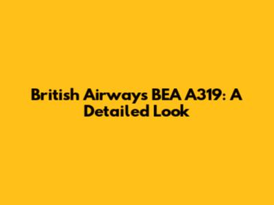 British Airways BEA A319: A Detailed Look