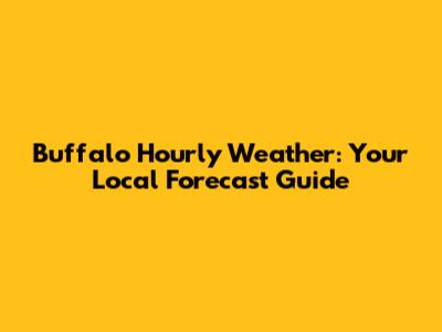 Buffalo Hourly Weather: Your Local Forecast Guide