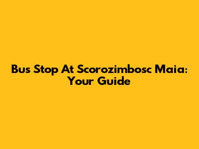 Bus Stop At Scorozimbosc Maia: Your Guide