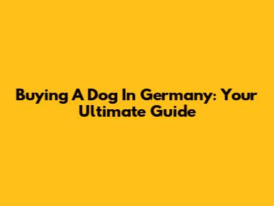 Buying A Dog In Germany: Your Ultimate Guide