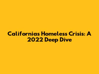 California's Homeless Crisis: A 2022 Deep Dive