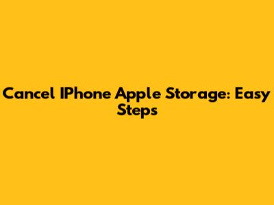 Cancel IPhone Apple Storage: Easy Steps