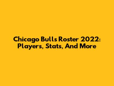 Chicago Bulls Roster 2022: Players, Stats, And More