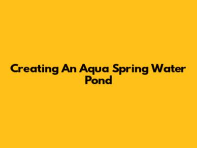 Creating An Aqua Spring Water Pond