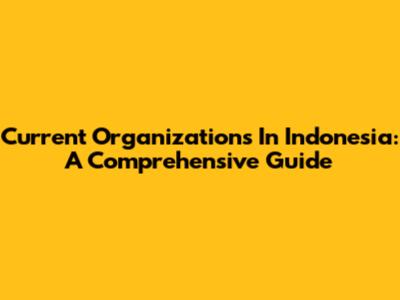 Current Organizations In Indonesia: A Comprehensive Guide