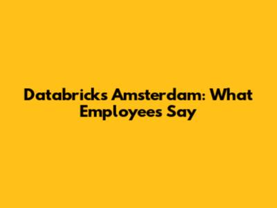Databricks Amsterdam: What Employees Say