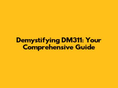 Demystifying DM311: Your Comprehensive Guide