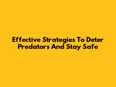 Effective Strategies To Deter Predators And Stay Safe