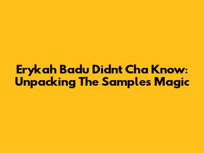 Erykah Badu Didn't Cha Know: Unpacking The Sample's Magic
