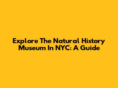 Explore The Natural History Museum In NYC: A Guide