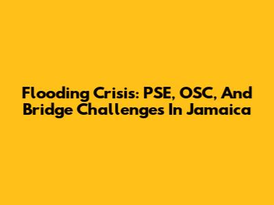 Flooding Crisis: PSE, OSC, And Bridge Challenges In Jamaica