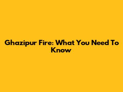 Ghazipur Fire: What You Need To Know
