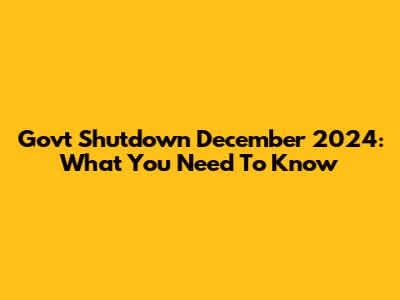 Govt Shutdown December 2024: What You Need To Know