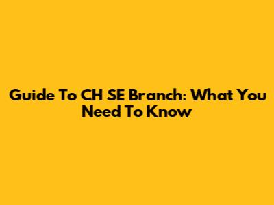 Guide To CH SE Branch: What You Need To Know