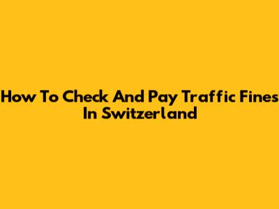 How To Check And Pay Traffic Fines In Switzerland