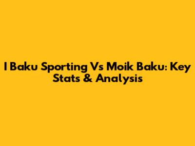 I Baku Sporting Vs Moik Baku: Key Stats & Analysis
