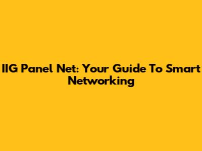 IIG Panel Net: Your Guide To Smart Networking