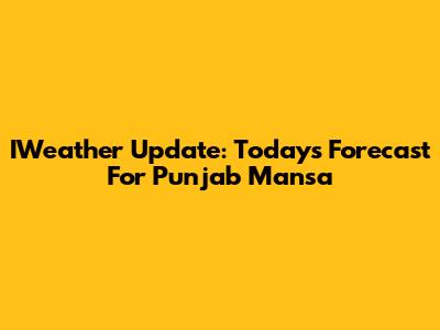 IWeather Update: Today's Forecast For Punjab Mansa
