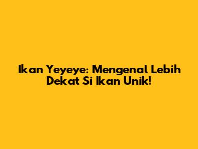 Ikan Yeyeye: Mengenal Lebih Dekat Si Ikan Unik!