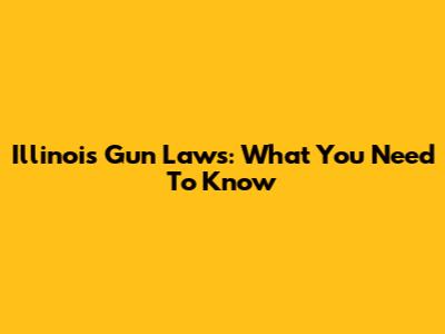 Illinois Gun Laws: What You Need To Know