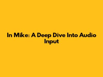 In Mike: A Deep Dive Into Audio Input
