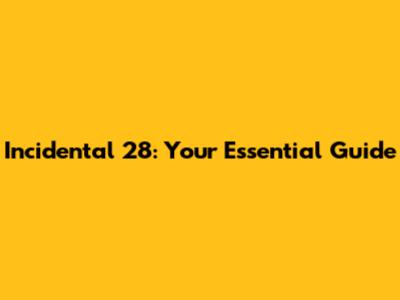 Incidental 28: Your Essential Guide