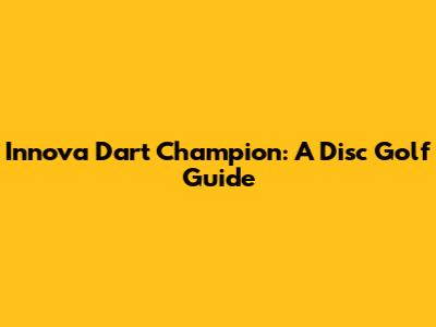 Innova Dart Champion: A Disc Golf Guide