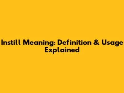 Instill Meaning: Definition & Usage Explained