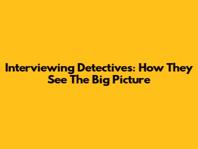 Interviewing Detectives: How They See The Big Picture
