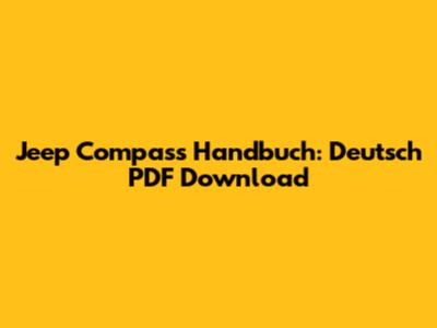 Jeep Compass Handbuch: Deutsch PDF Download