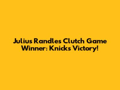 Julius Randle's Clutch Game Winner: Knicks Victory!