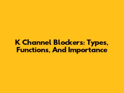 K Channel Blockers: Types, Functions, And Importance