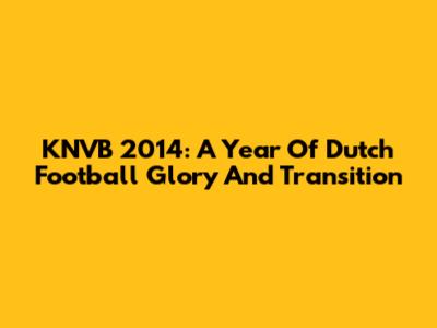 KNVB 2014: A Year Of Dutch Football Glory And Transition