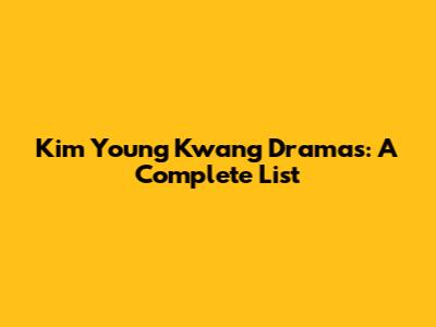 Kim Young Kwang Dramas: A Complete List
