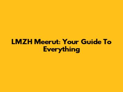 LMZH Meerut: Your Guide To Everything