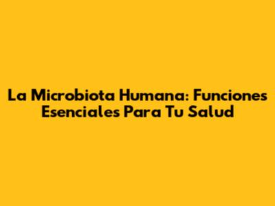 La Microbiota Humana: Funciones Esenciales Para Tu Salud