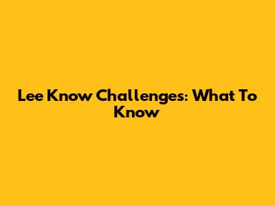 Lee Know Challenges: What To Know