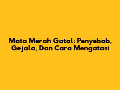 Mata Merah Gatal: Penyebab, Gejala, Dan Cara Mengatasi