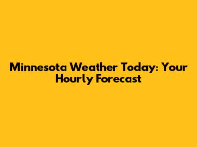Minnesota Weather Today: Your Hourly Forecast