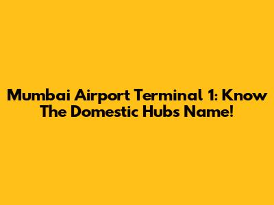 Mumbai Airport Terminal 1: Know The Domestic Hub's Name!