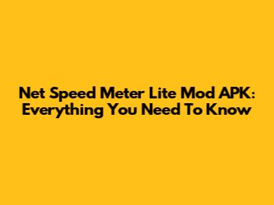 Net Speed Meter Lite Mod APK: Everything You Need To Know