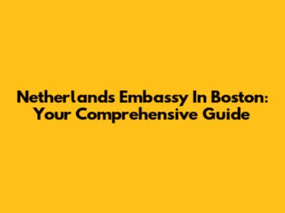 Netherlands Embassy In Boston: Your Comprehensive Guide